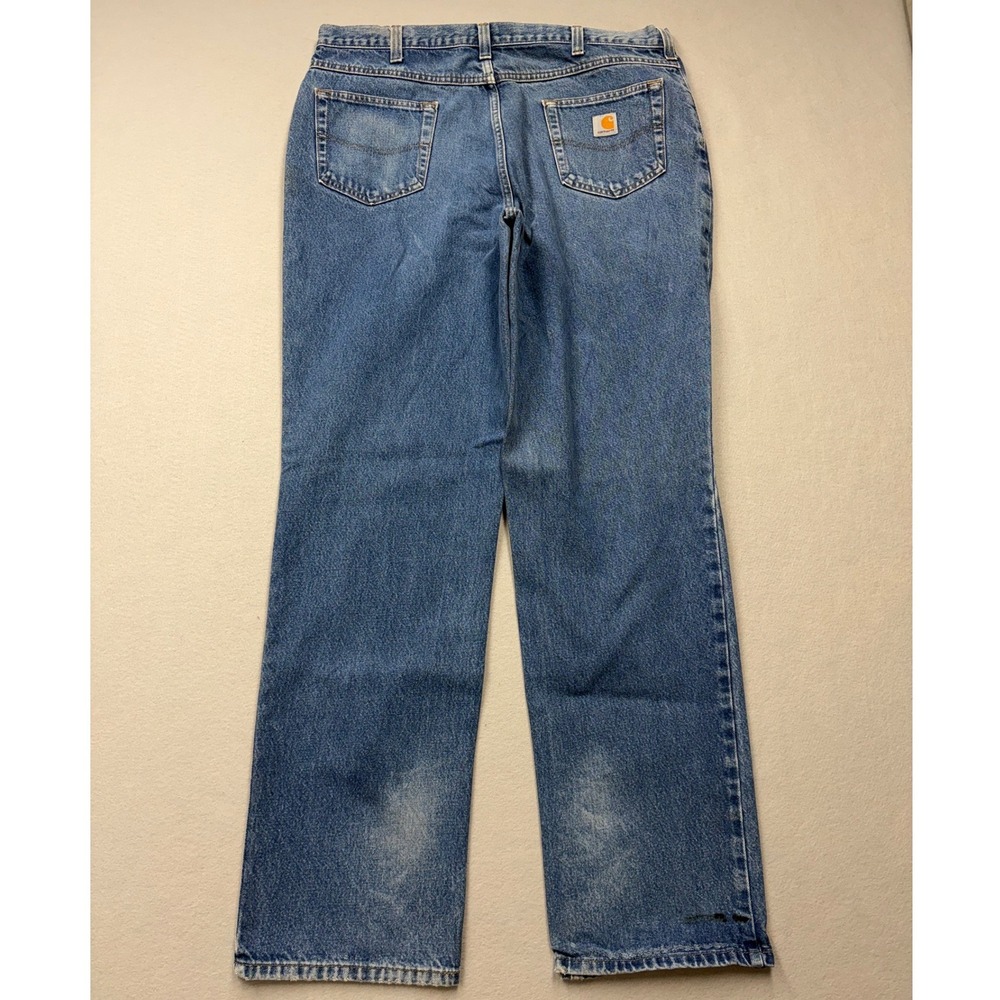 Carhartt Relaxed Fit Jeans Mens 38x36 Blue Denim 381-83 Work Pants Long Inseam